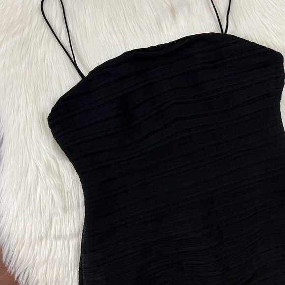 Free People X Fame and Partners Size 2 Black Crinkle Ruched Mini Dress - Picture 2 of 10